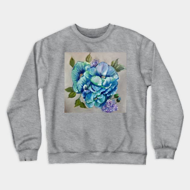 Blue Poppies Crewneck Sweatshirt by jennyleeandjim